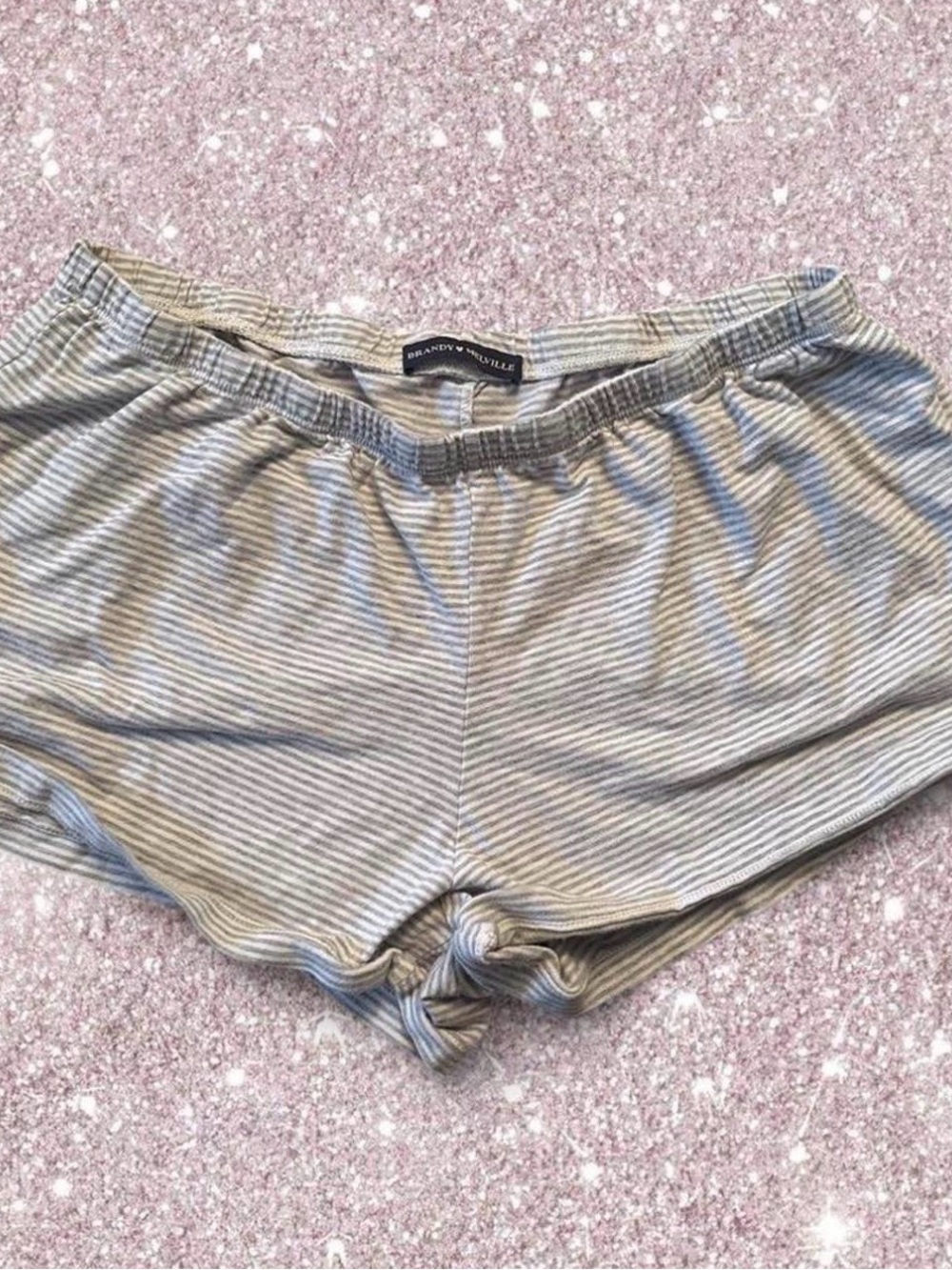 Brandy Melville Light Gray Striped Bike Shorts